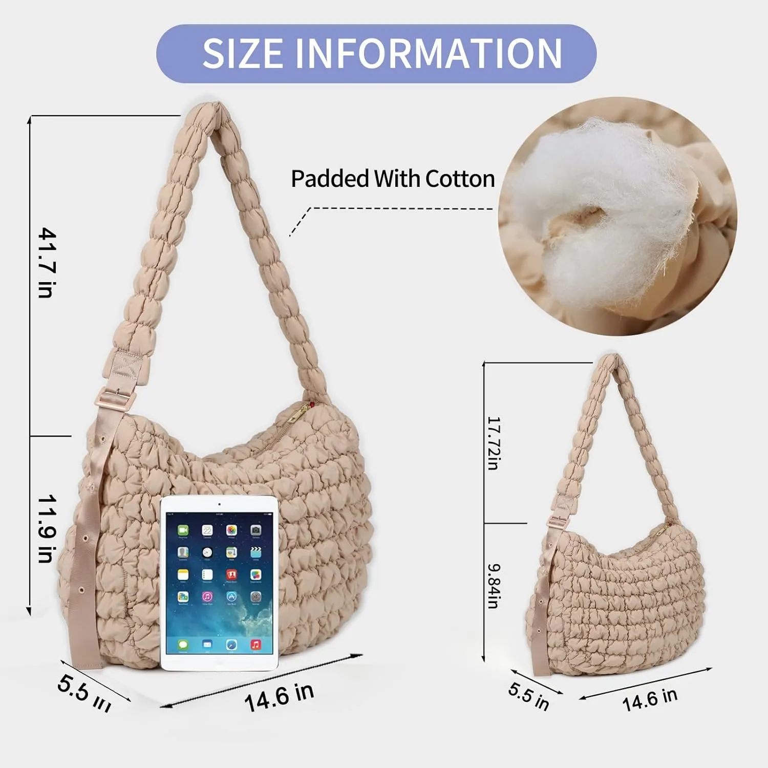 NAARIIAN Puffer bag Lightweight Quilted Tote Bags Puffy shoulder bag for Women Crossbody purse Padded handbag