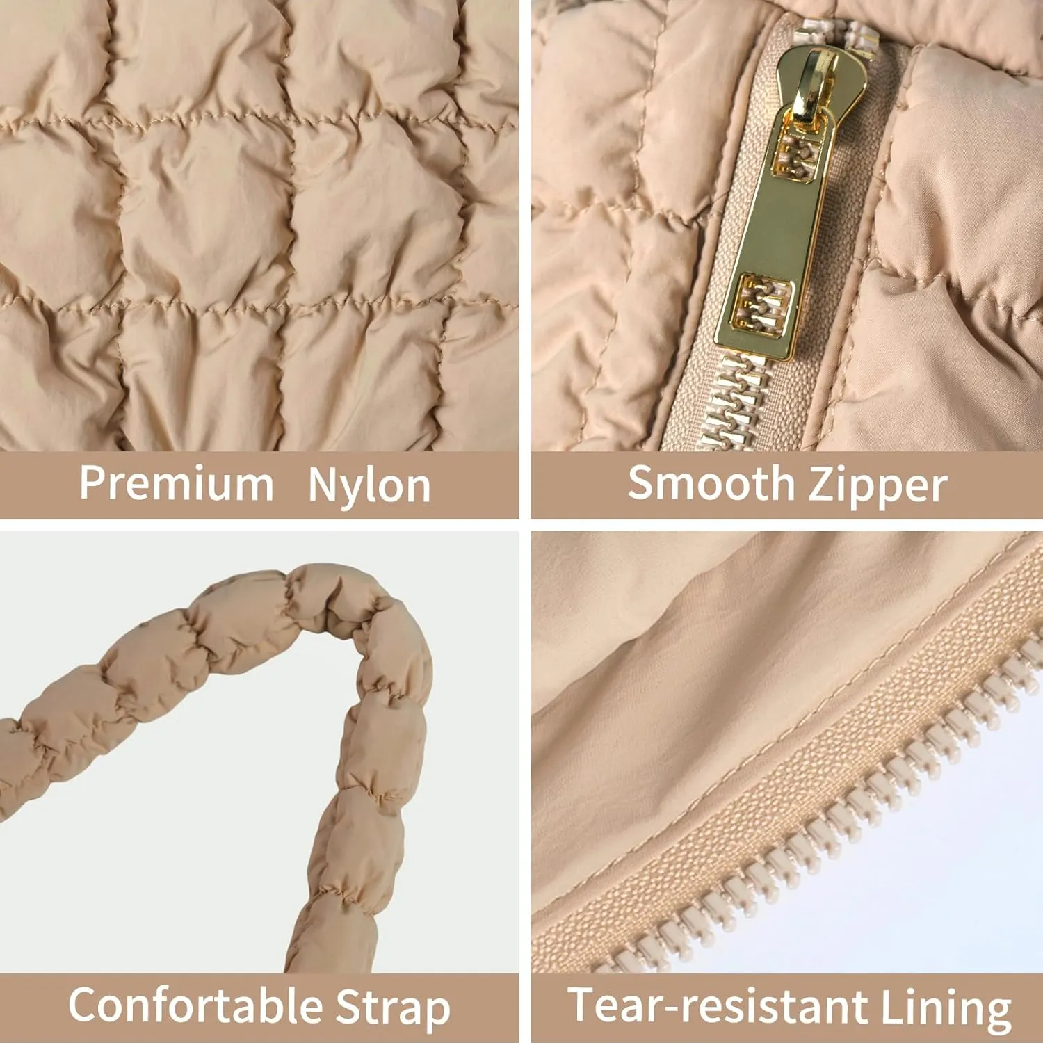 NAARIIAN Puffer bag Lightweight Quilted Tote Bags Puffy shoulder bag for Women Crossbody purse Padded handbag