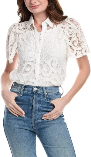 Nanette Nanette Lepore Womens Lace Top, Xl, White
