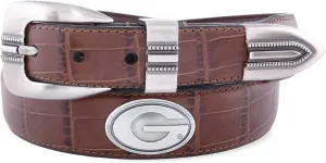 NCAA Georgia Bulldogs Crocodile Tip Leather Concho Belt