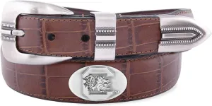 NCAA South Carolina Fighting Gamecocks Crocodile Tip Leather Concho Belt