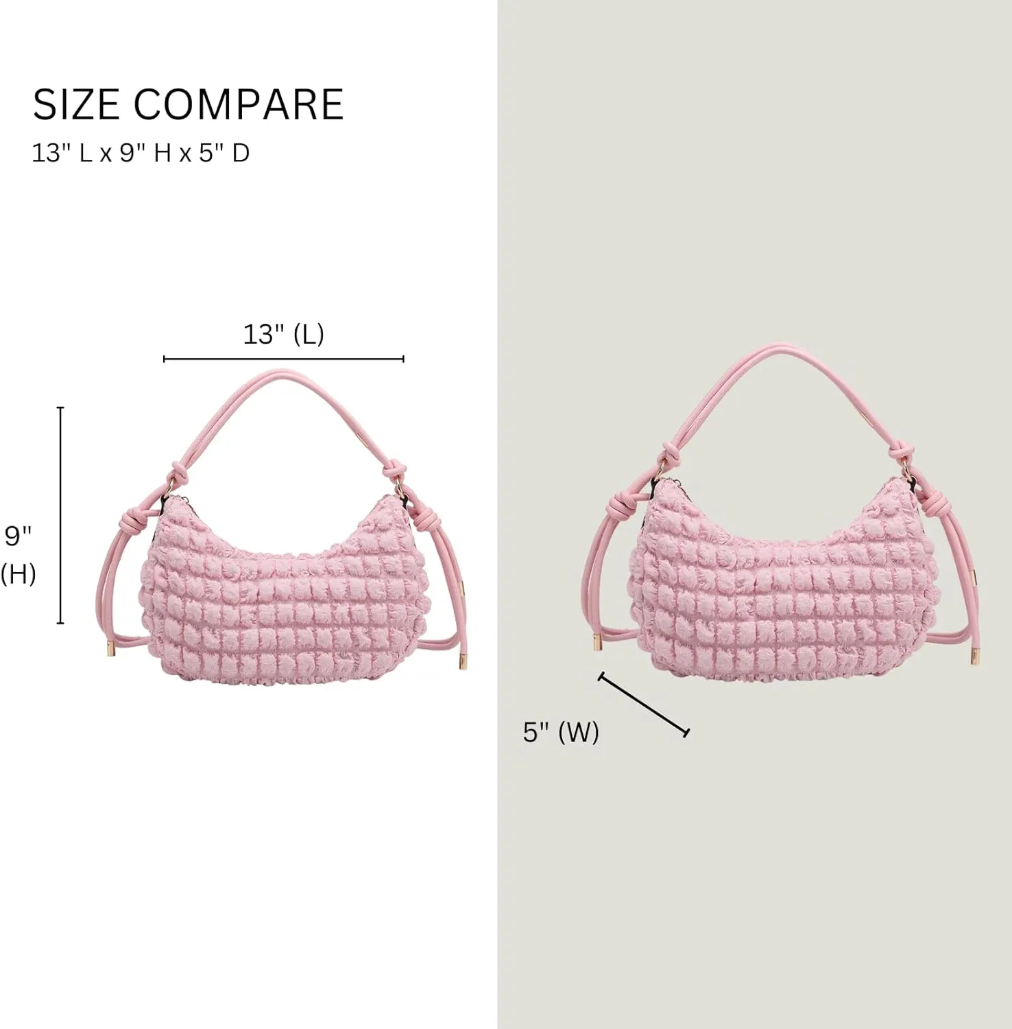 Nelly Quilted Puffy Shoulder Bag for Women Nylon Crossbody Purse Ladies Hobo Handbag with Knotted Strap
