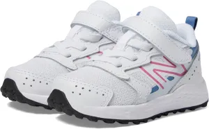 New Balance Baby Kids Fresh Foam 650 V1 Bungee Lace with Top Strap Running Shoe, White/Real Pink/Heron Blue, 3 US Unisex Infant