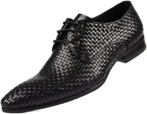New Formal Shoes for Men Lace Up Crocodile Embossed Round Toe Cowhide Block Heel Anti-Slip Low Top Rubber Sole Slip Resistant Classic