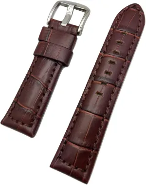 NewLife 22mm Brown Leather Watchband Compatible with Panerai Watch | Alligator Crocodile Grained, Sporty, Medium Padded Replacement Watchstrap Bracelet that brings to Any Watch (Mens Standard Length)