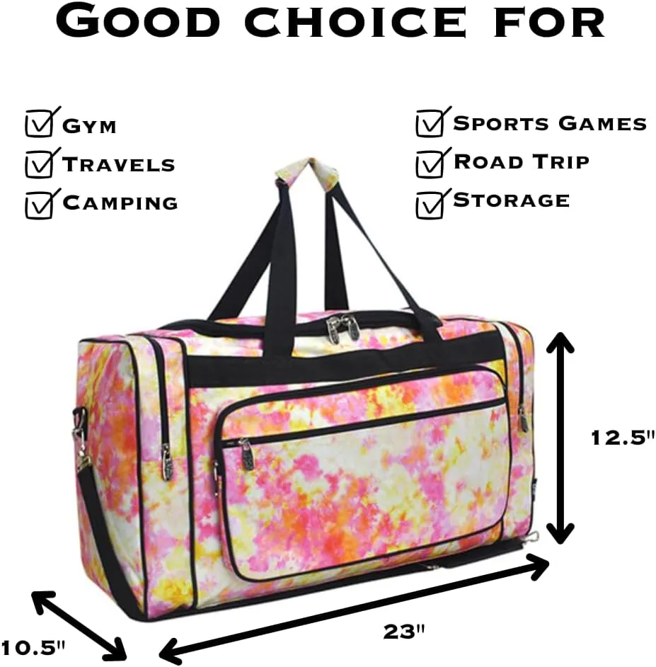NGIL Canvas 23" inch Duffle Bag (Tropical Tie Dye-Black)