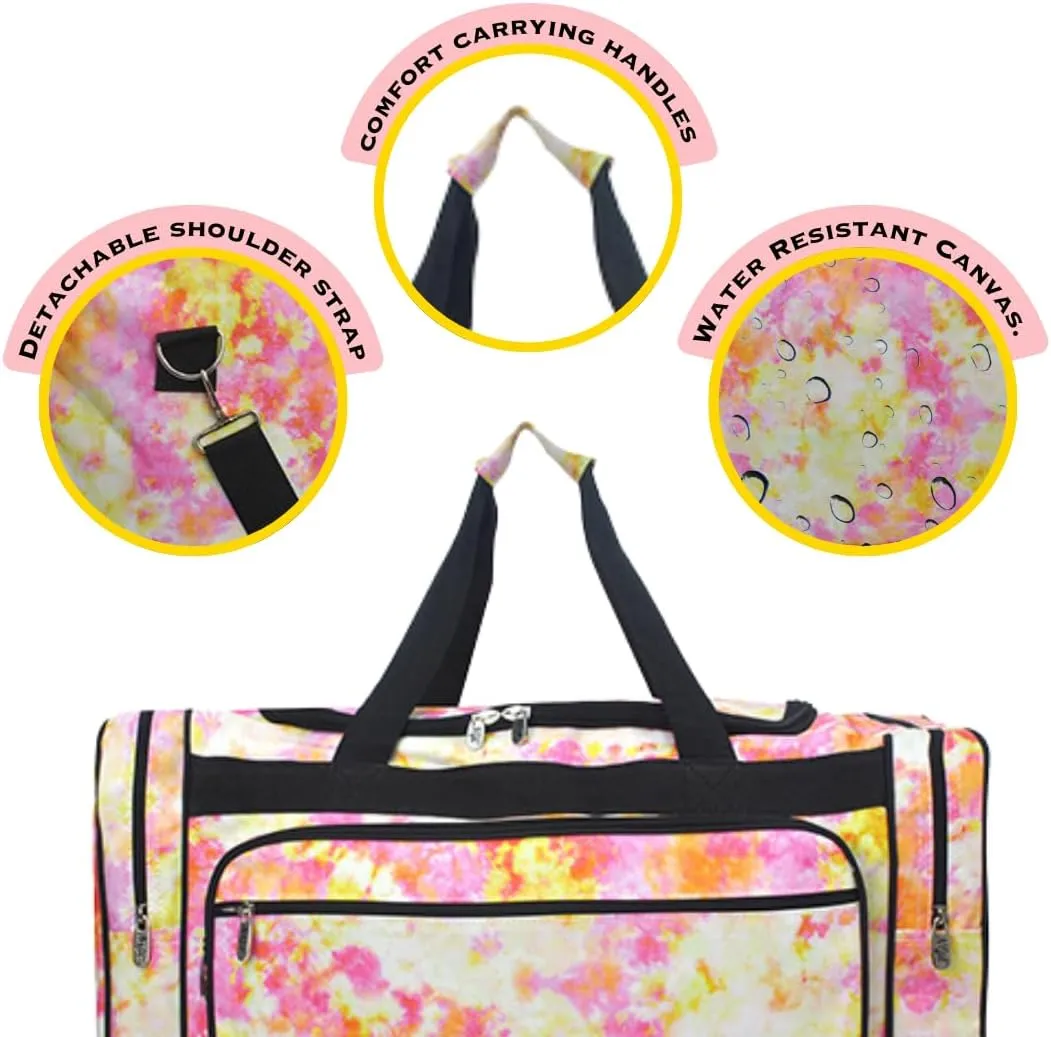 NGIL Canvas 23" inch Duffle Bag (Tropical Tie Dye-Black)