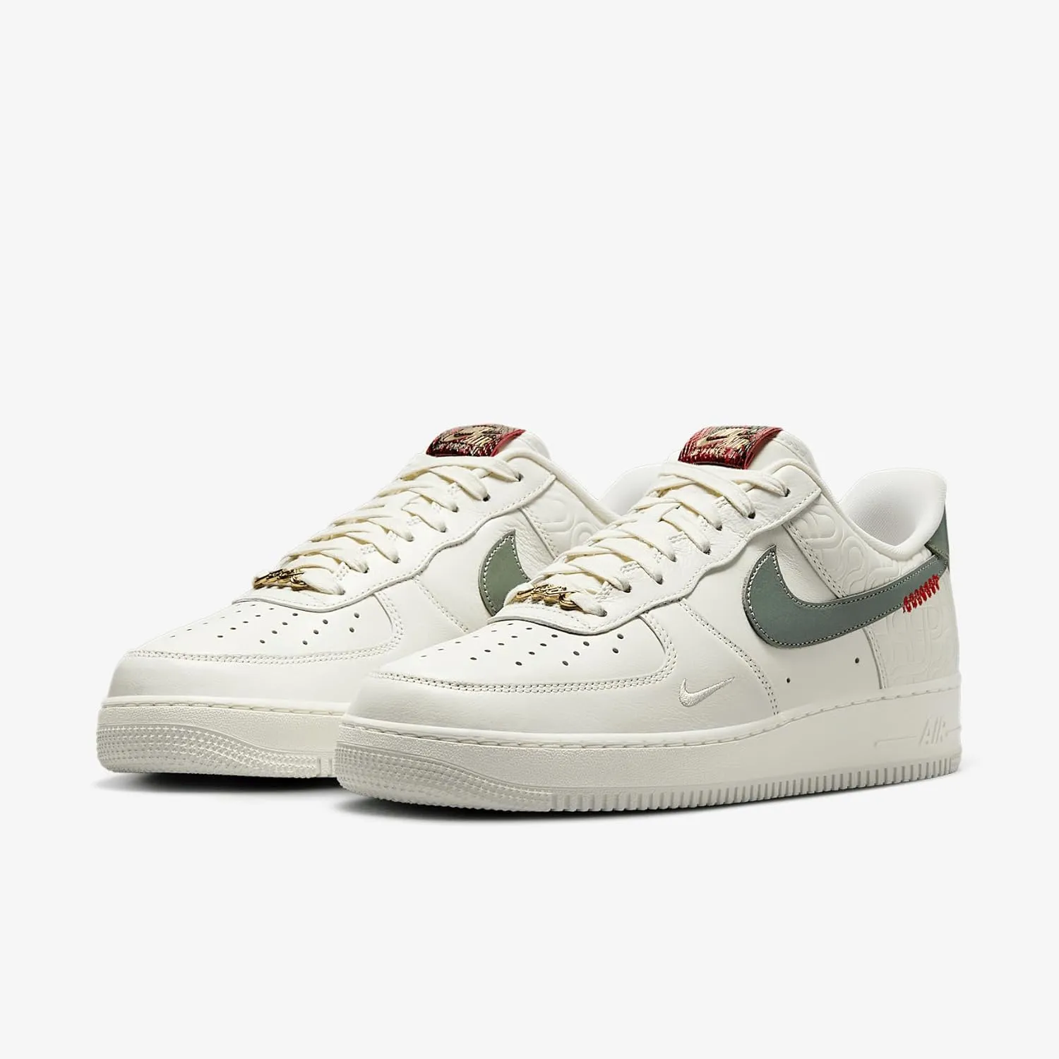 Nike Air Force 1 ’07 Men's Shoes (HV5979-130, Sail/Light Bone/University Red/Jade Horizon)
