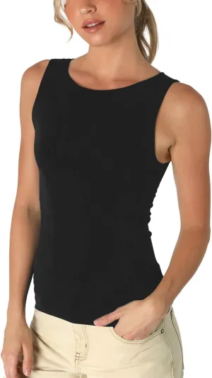NIKIBIKI Women Seamless Clean Line Boat Neck Tank Top, Made in U.S.A, One Size