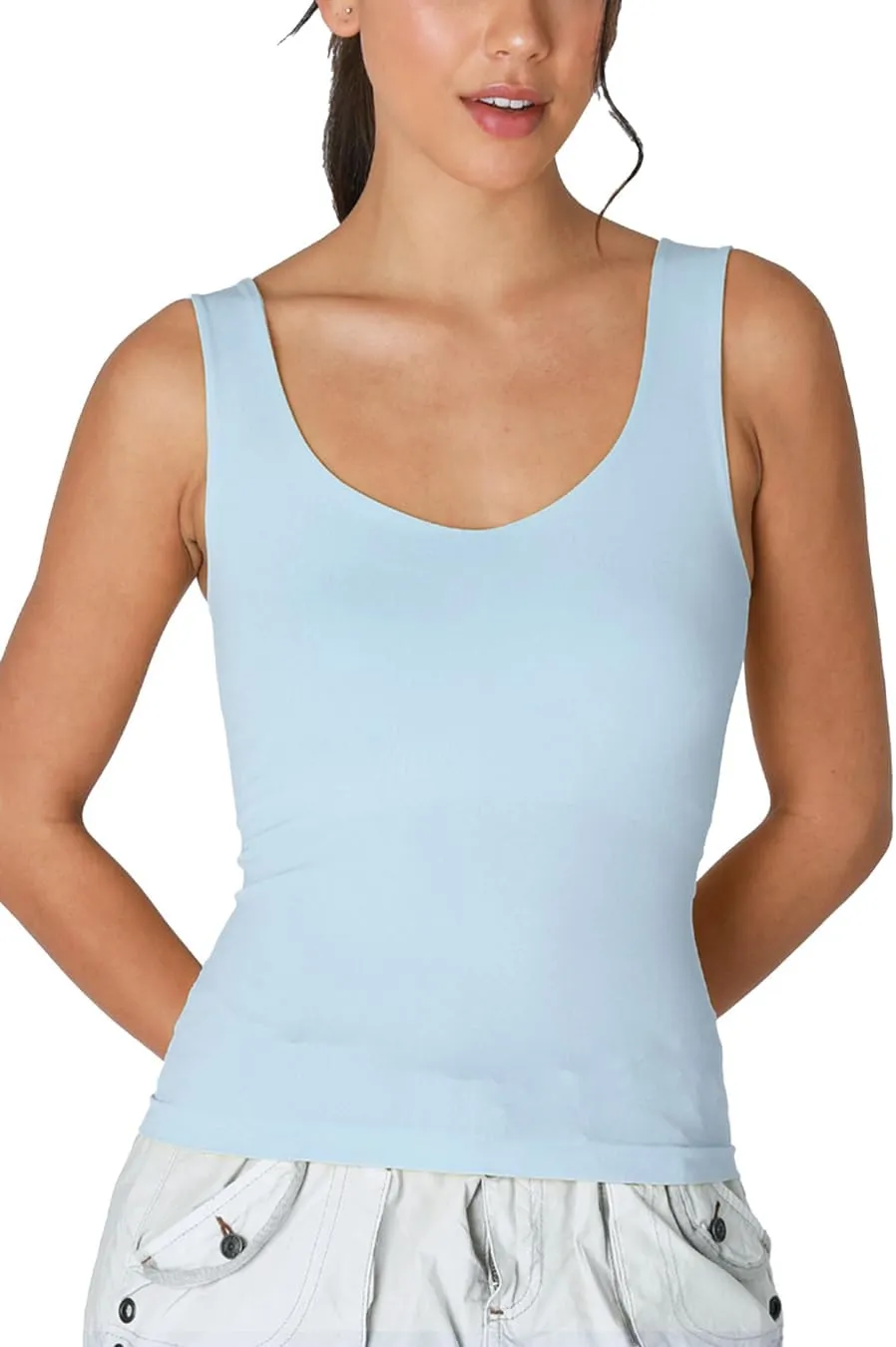 NIKIBIKI Women Seamless Clean Line Sweet Heart Tank Top, Made in U.S.A, One Size