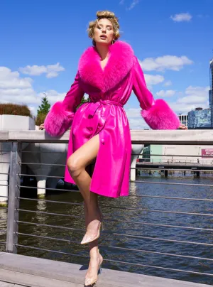 NOOR PINK Leather Trench Coat