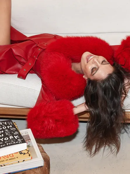 NOOR RED Leather Trench Coat