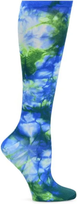 Nurse Mates Compression Support Wide Calf Sock 2-Pair Pack (Tye Dye Royal-Green)