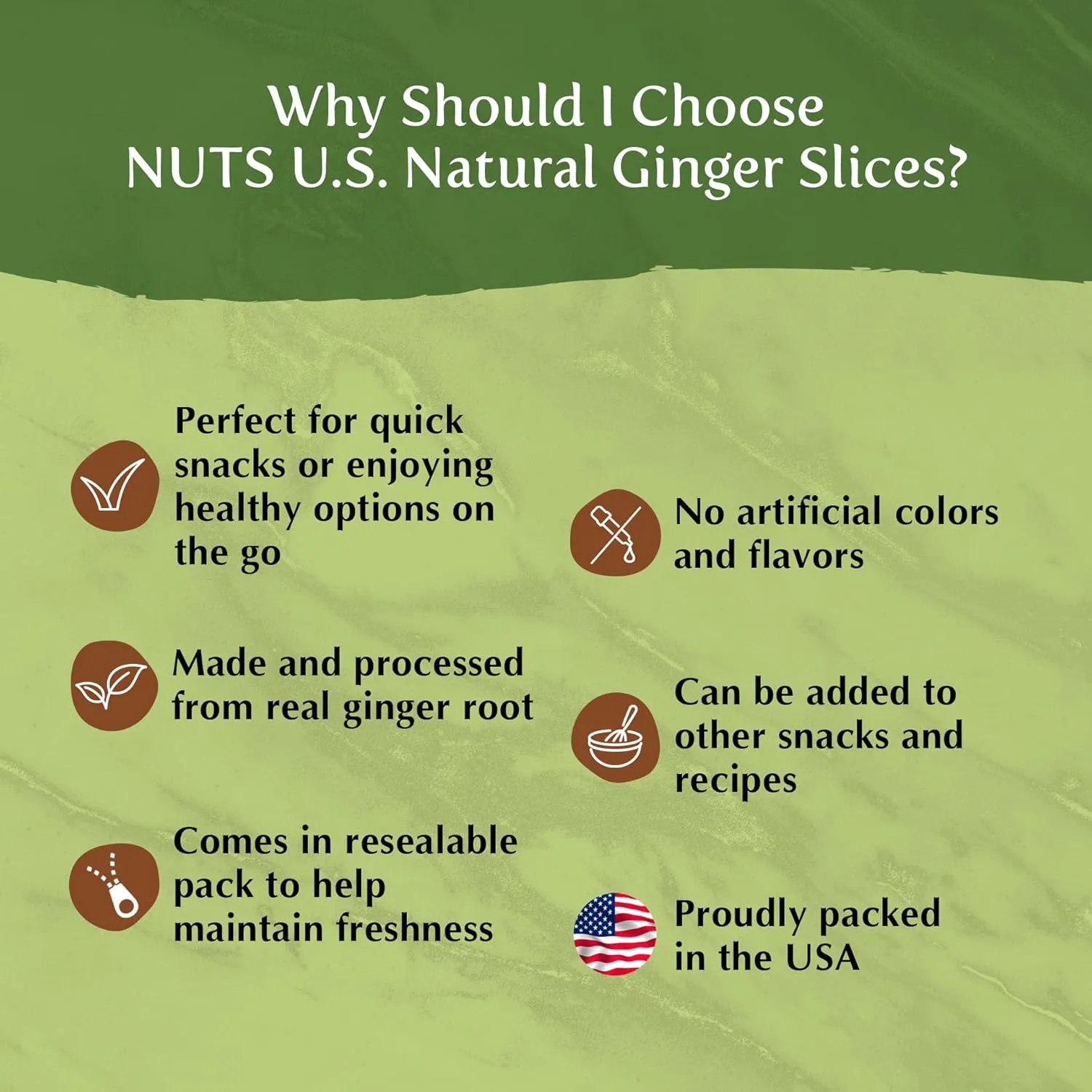 NUTS U.S. - Dried Crystallized Ginger Slices | All Natural and Non GMO | No Artificial Colors or Ingredients | Sugar Coated Chewy Flavor | Packed in Resealable Bag!!! (Unsulfured 2 LBS)