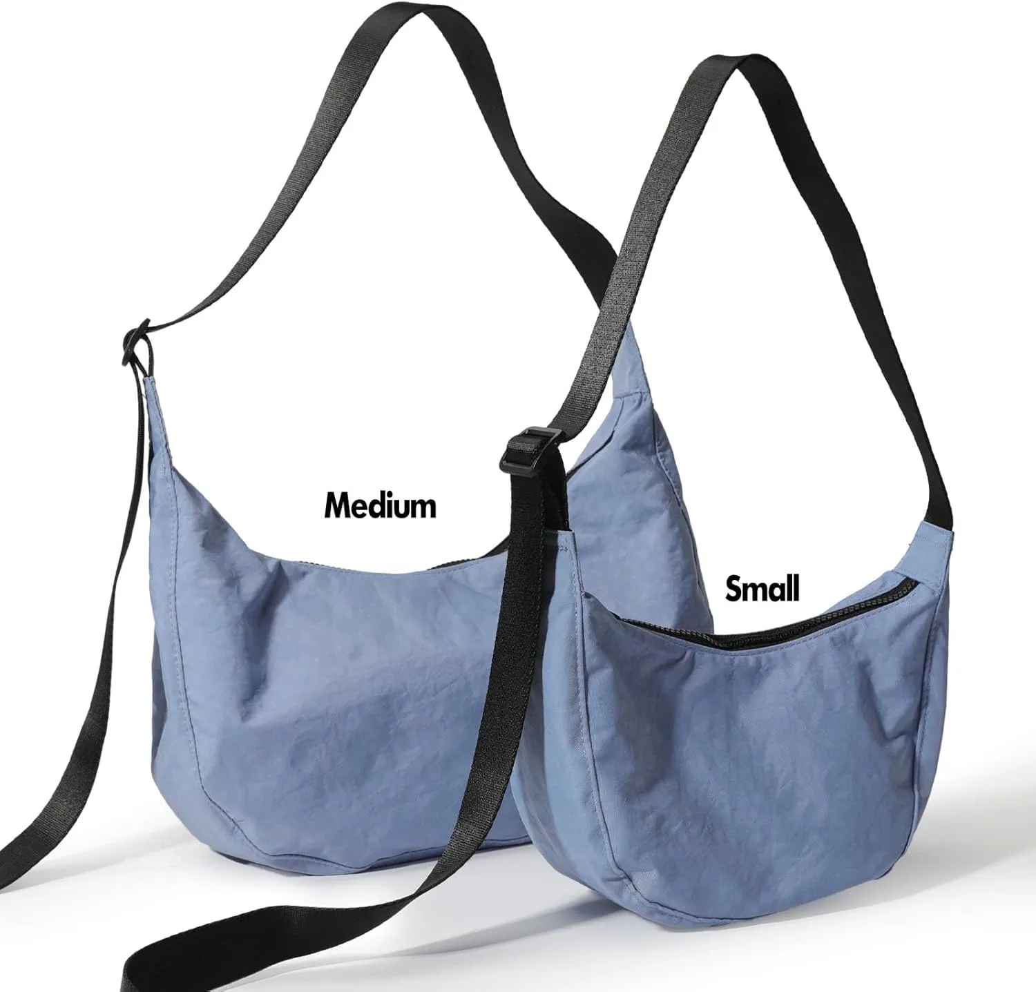 Nylon Crescent Bag - Casual Shoulder Crossbody with Adjustable Strap & Dual Interior Pockets
