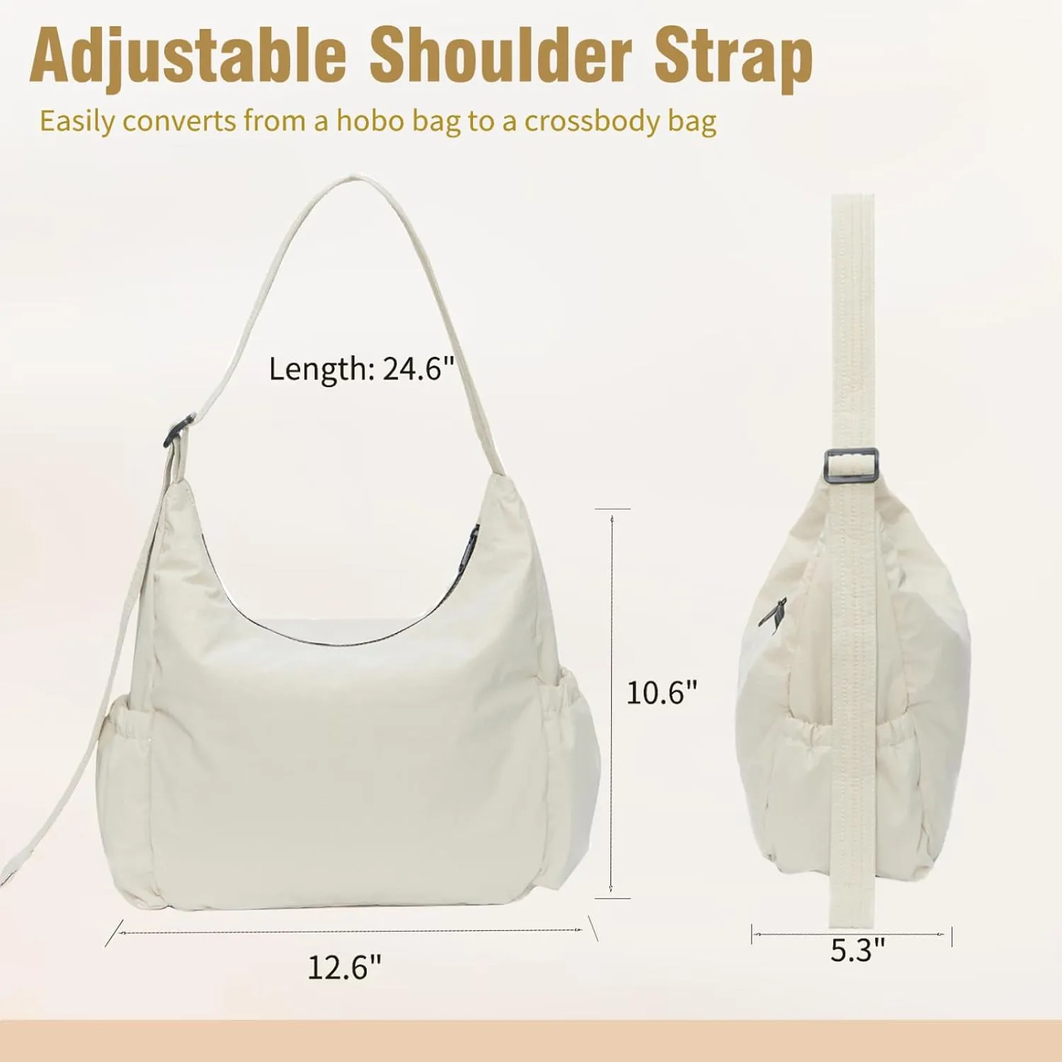 Nylon Hobo Crossbody Bags Lightweight Shoulder Bag Casual Work Travel Handbags 2025 Trendy with Adjustable Quilted Strap