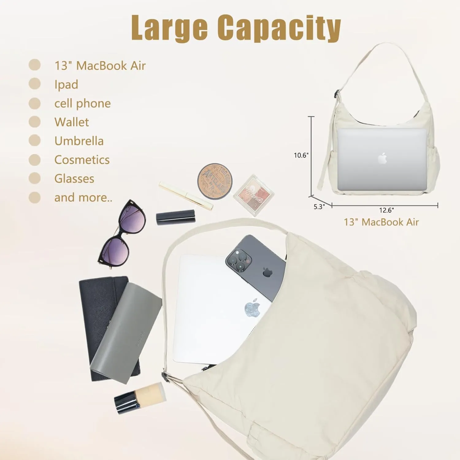 Nylon Hobo Crossbody Bags Lightweight Shoulder Bag Casual Work Travel Handbags 2025 Trendy with Adjustable Quilted Strap