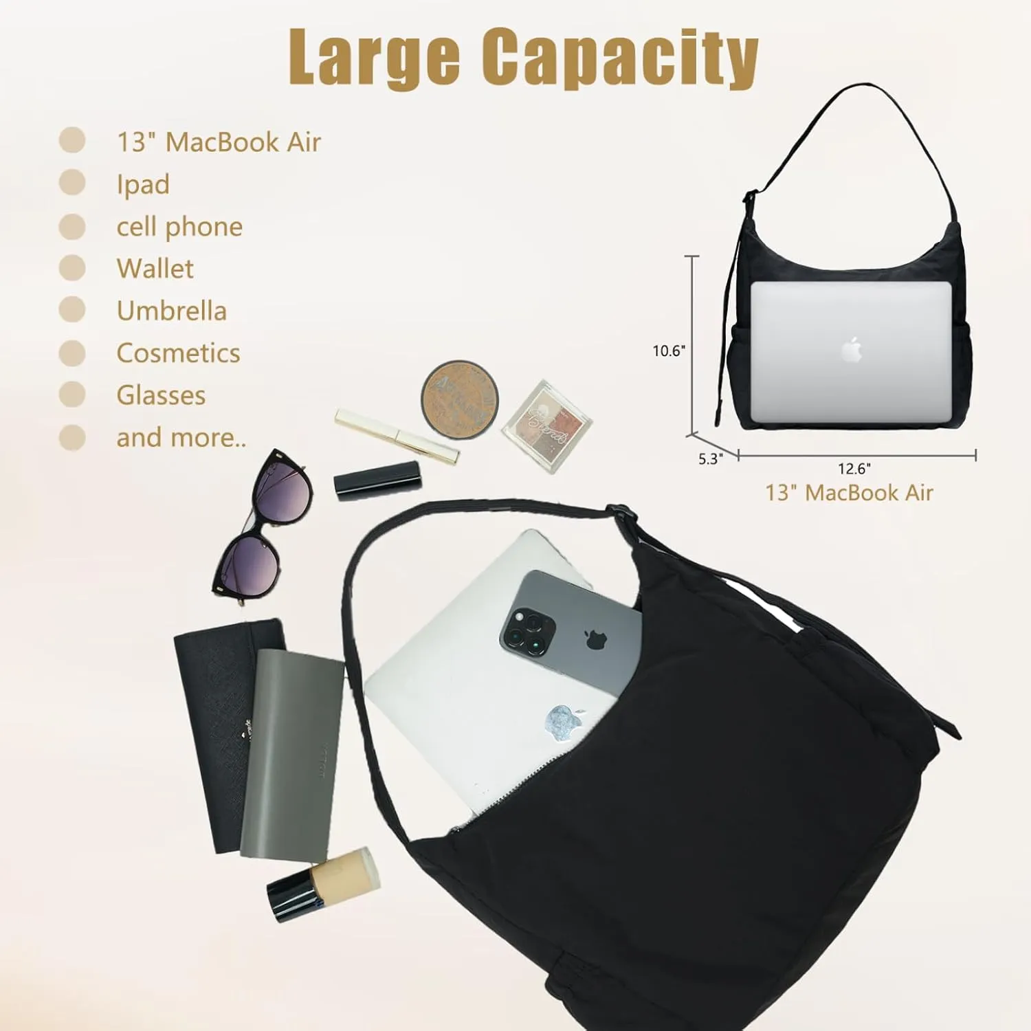 Nylon Hobo Crossbody Bags Lightweight Shoulder Bag Casual Work Travel Handbags 2025 Trendy with Adjustable Quilted Strap