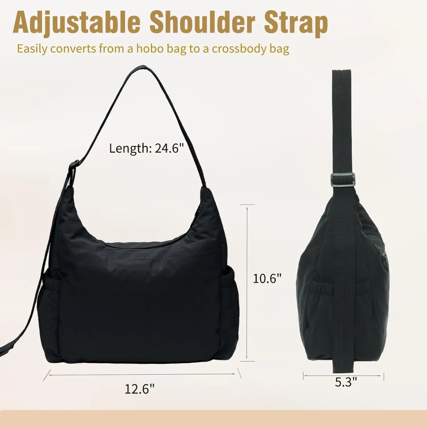 Nylon Hobo Crossbody Bags Lightweight Shoulder Bag Casual Work Travel Handbags 2025 Trendy with Adjustable Quilted Strap