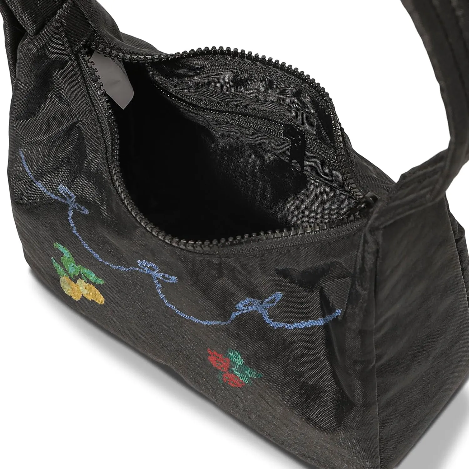 Nylon Shoulder Bag - Adjustable Quilted Strap, Structured Slouchy Design with Interior Zip Pocket