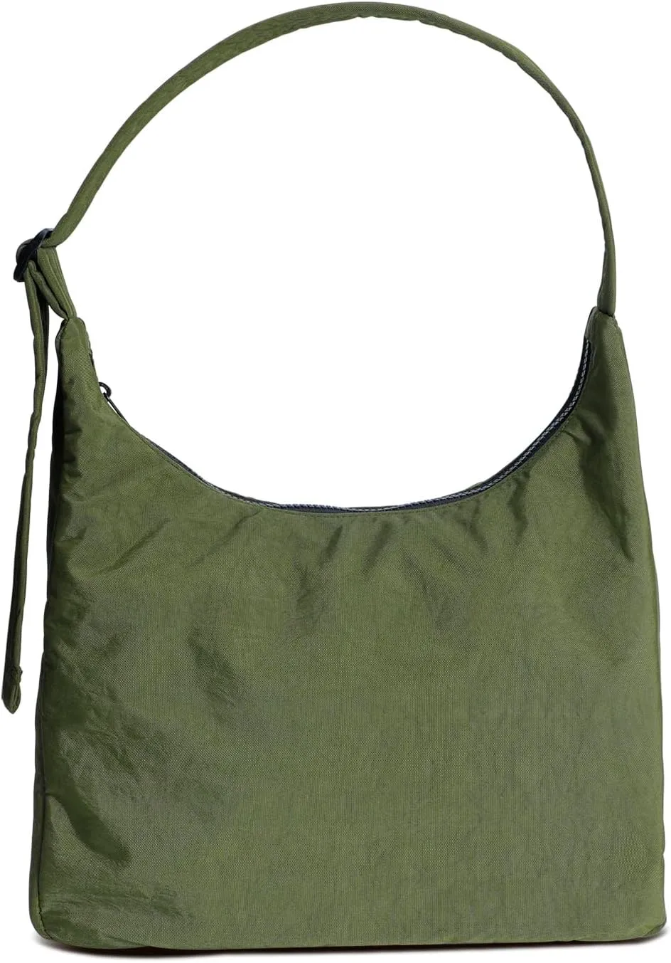 Nylon Shoulder Bag - Adjustable Quilted Strap, Structured Slouchy Design with Interior Zip Pocket