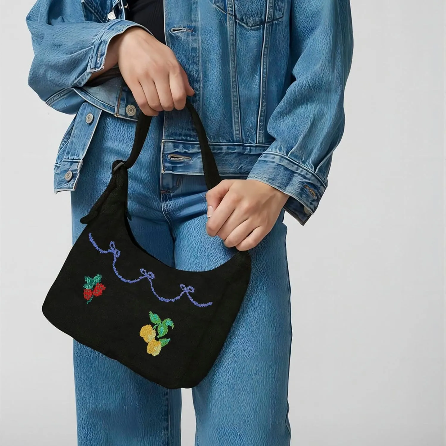 Nylon Shoulder Bag - Adjustable Quilted Strap, Structured Slouchy Design with Interior Zip Pocket