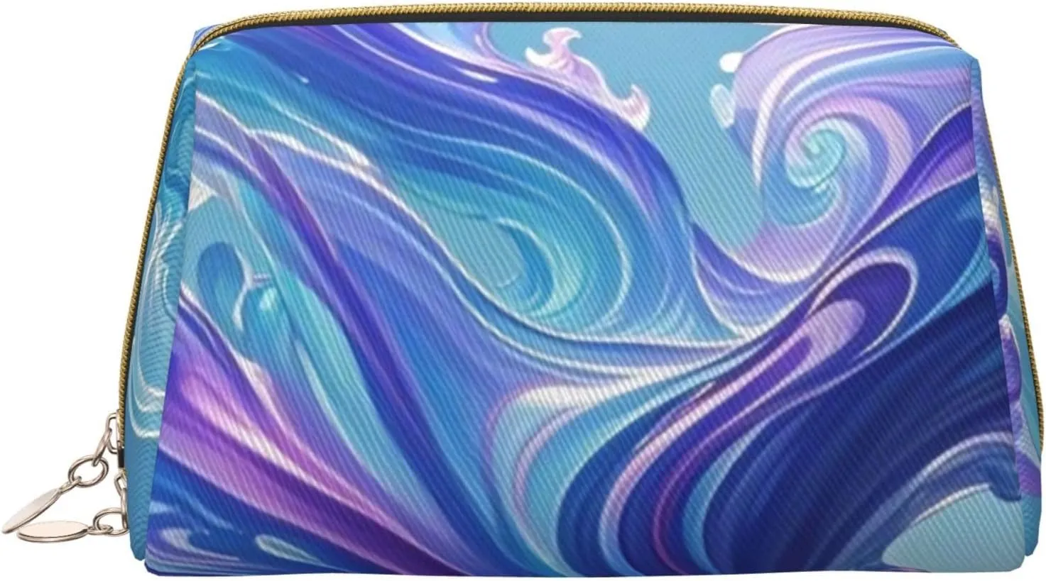 Oceanic Mirage Print Cute Small Makeup Bag, Leather Cosmetic Bags for Purse Women Gifts Make Up Organizer Travelling