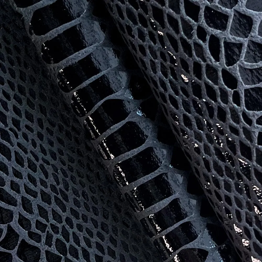 ONEART | Snake Skin Texture Faux Leather Fabric 54" Wide, Soft Embossed Vinyl for Sewing Crafts and Home Upholstery, Sold by Separated Yard (Black)