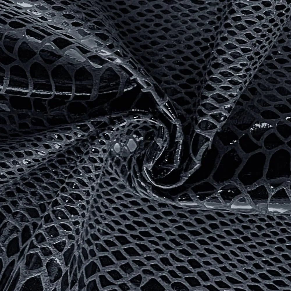 ONEART | Snake Skin Texture Faux Leather Fabric 54" Wide, Soft Embossed Vinyl for Sewing Crafts and Home Upholstery, Sold by Separated Yard (Black)