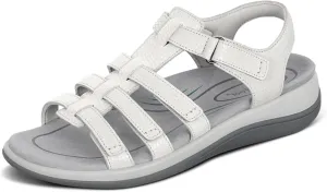 Orthofeet Women's Orthopedic Snake White Leather Amalfi Adjustable Sandals, Size 12