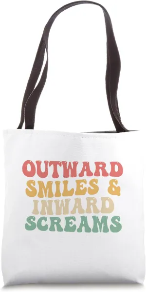 Outward Smiles And Inward Screams Retro Vintage Groovy Tote Bag