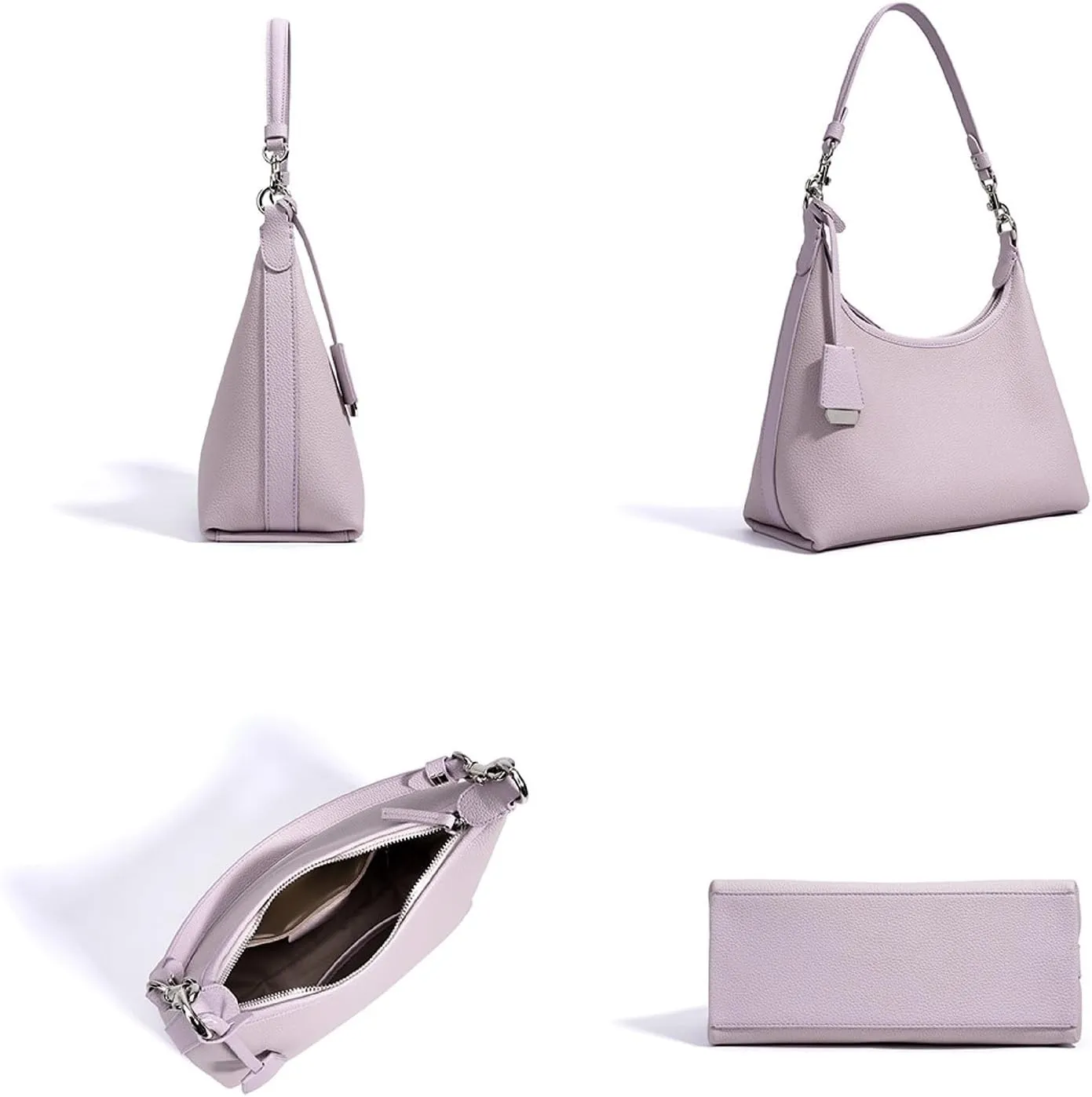 Over Shoulder Hobo Crossbody Bags for Women, Genuine Leather Mini Purse with Zipper Closure for Work Travel