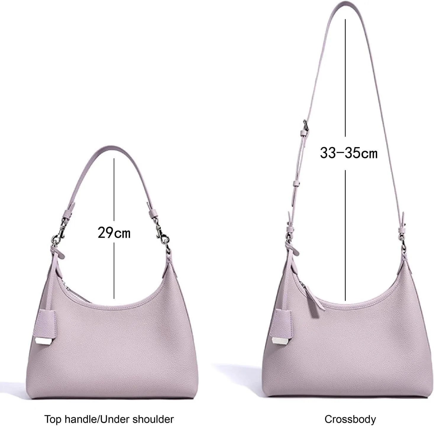 Over Shoulder Hobo Crossbody Bags for Women, Genuine Leather Mini Purse with Zipper Closure for Work Travel