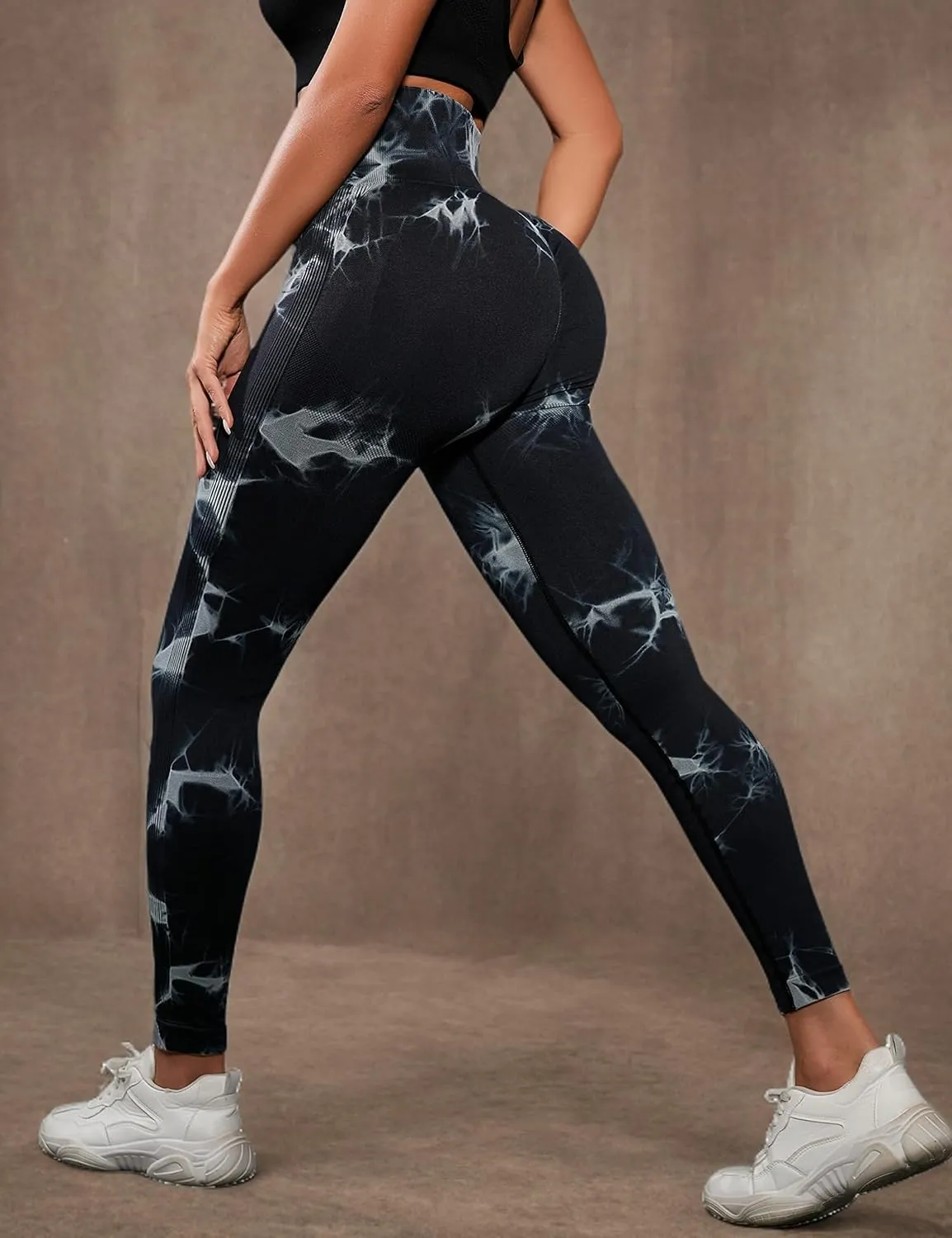 OVESPORT 3 Pack Tie Dye Seamless High Waisted Workout Leggings for Women Scrunch Butt Lifting Yoga Gym Athletic Pants