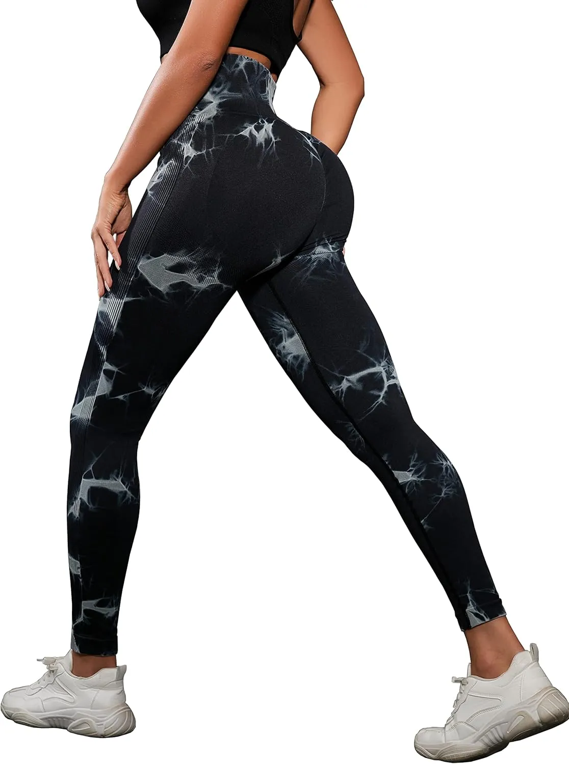 OVESPORT 3 Pack Tie Dye Seamless High Waisted Workout Leggings for Women Scrunch Butt Lifting Yoga Gym Athletic Pants