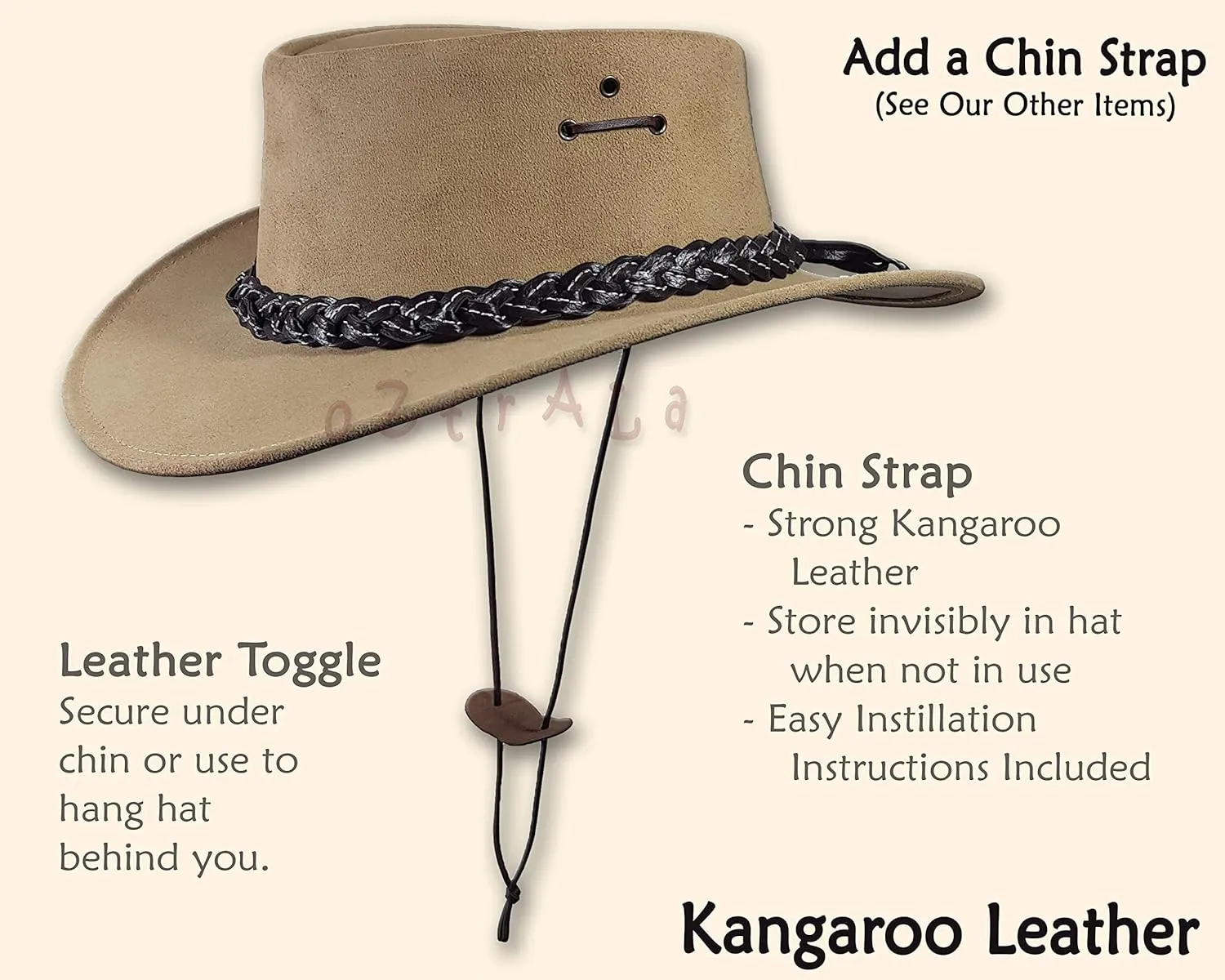 Oztrala】Leather Hat Crocodile Band Australian Outback Dundee Aussie Mens Womens Jacaru Black Brown Cowboy HLC1 US
