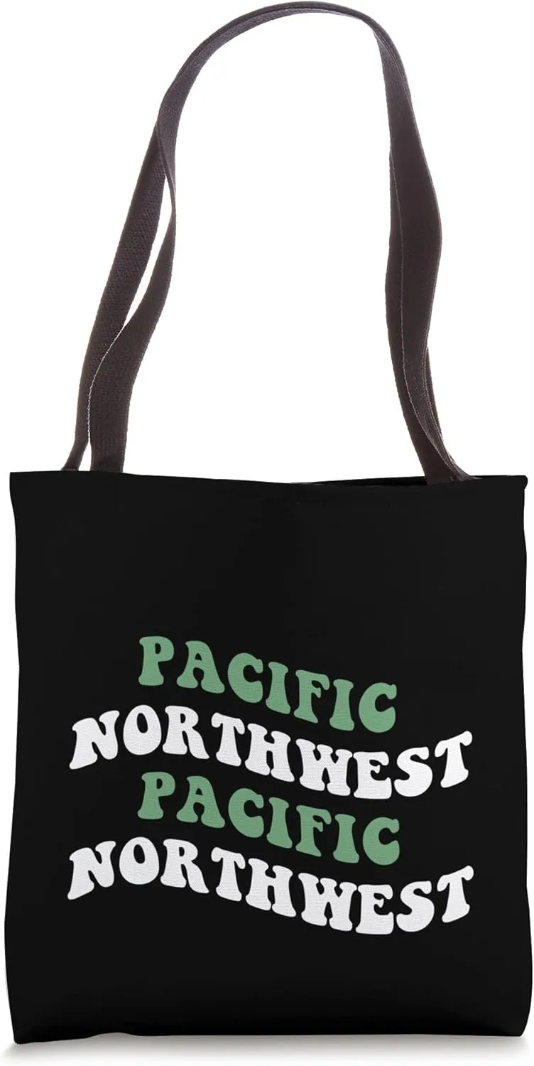 Pacific Northwest Retro Groovy Vintage Outdoors Nature Green Tote Bag