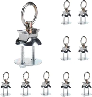 (Pack of 10) Bolt on L Track Tie Down Anchor Kits with Backer Plate and Round, Single Stud Quick Release Ring - Hardware Included