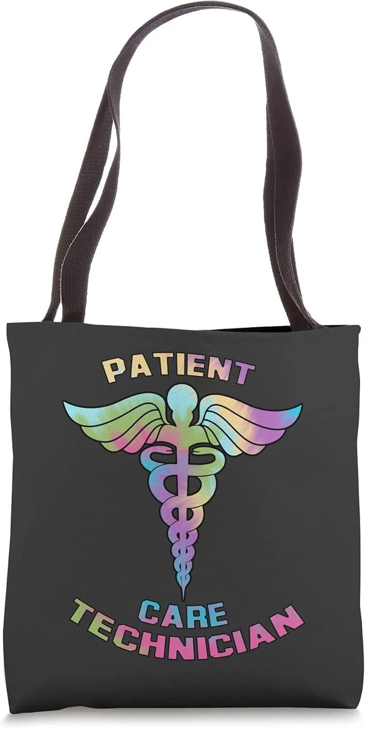 PCT Patient Care Technician Caduceus Cute Pastel Tie Dye Fun Tote Bag