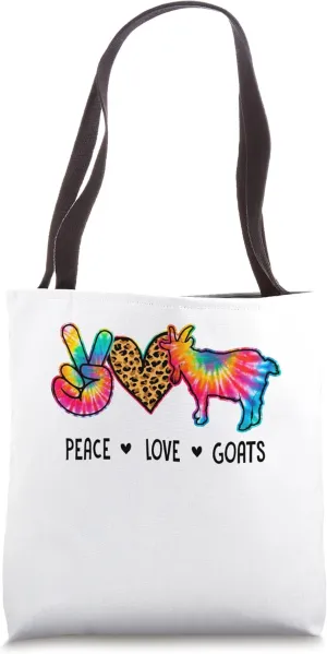 Peace Love Goats Tie dye Leopard Tote Bag