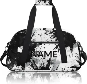 Personalized Custom Tie Dye Gym Bag for Women Men Carry on Travel Duffel Tote Vintage Black White Overnight Workout Weekender Bag