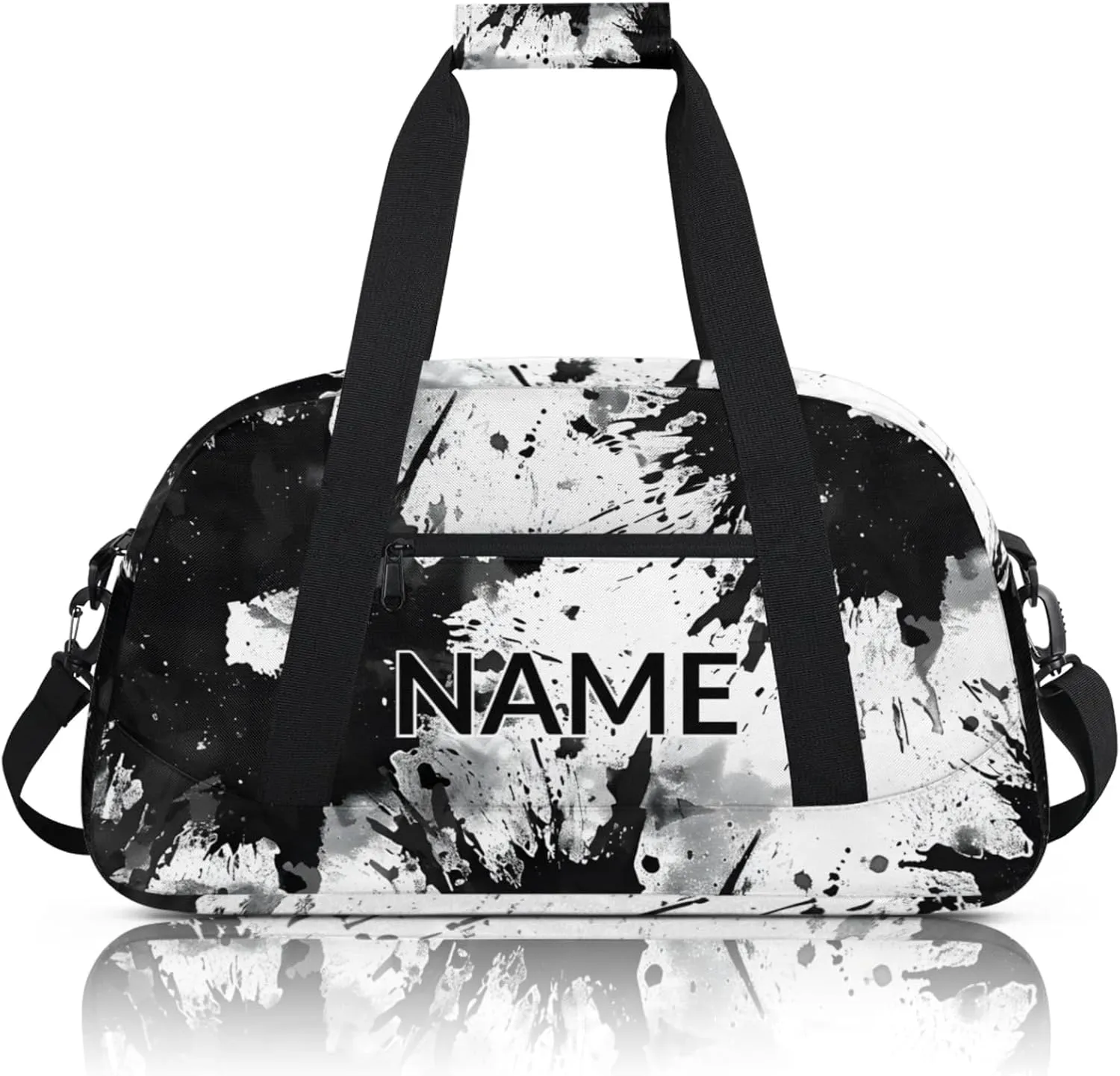 Personalized Custom Tie Dye Gym Bag for Women Men Carry on Travel Duffel Tote Vintage Black White Overnight Workout Weekender Bag