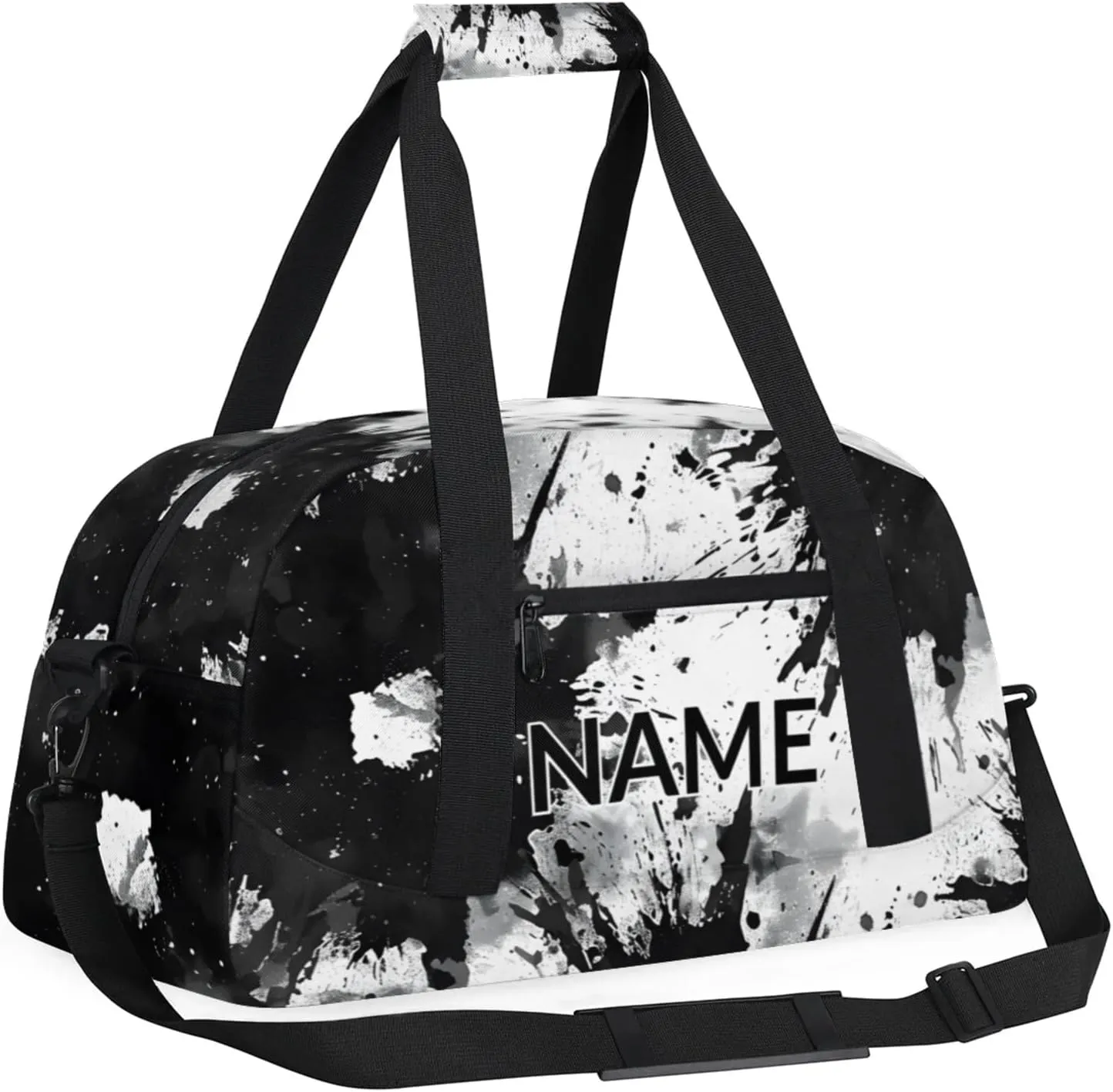 Personalized Custom Tie Dye Gym Bag for Women Men Carry on Travel Duffel Tote Vintage Black White Overnight Workout Weekender Bag