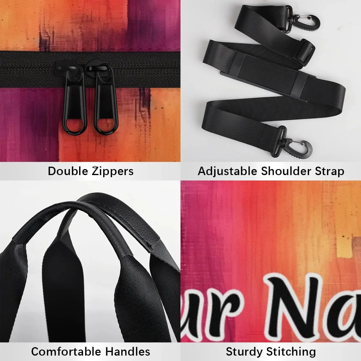 Personalized Duffel Bag for Women, Custom Tie-Dye Gym Bag for Sports, Waterproof Dance Bag with Name, Lightweight Carryon Gym Bag, Colorful Multicolour