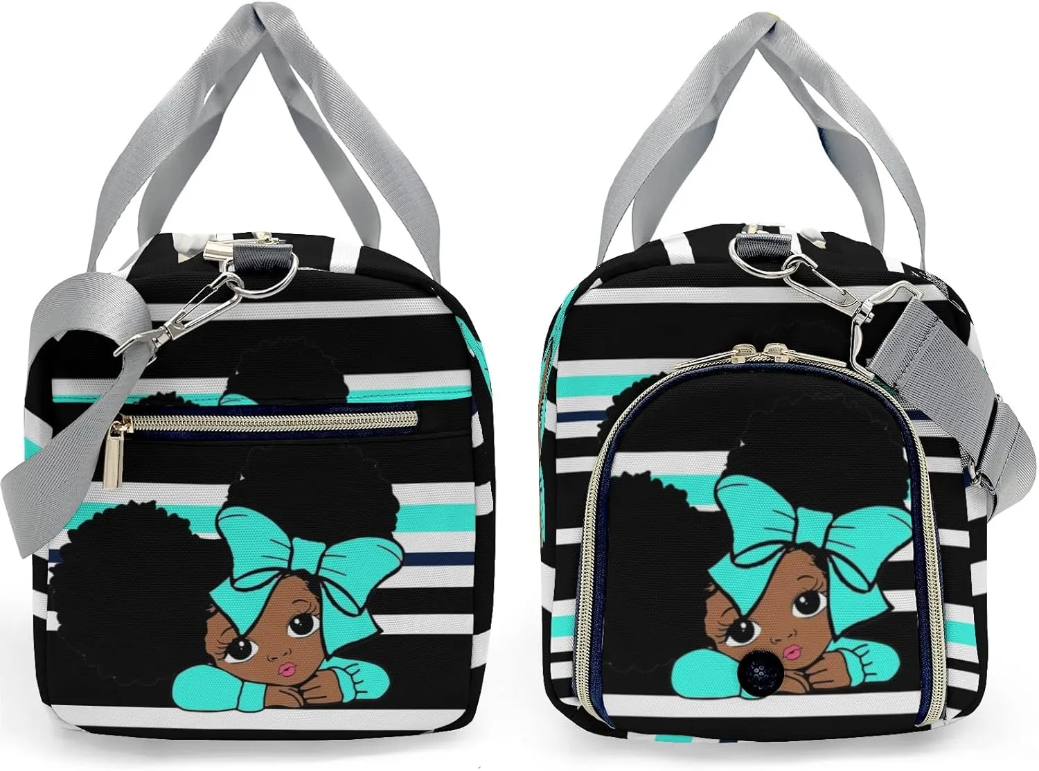 Personalized Name Duffel Bag Little Afro Girl Mint On-the-Go Fitness: Travel Bags Designed for Active Living