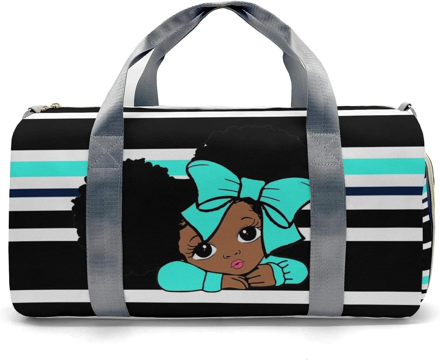 Personalized Name Duffel Bag Little Afro Girl Mint On-the-Go Fitness: Travel Bags Designed for Active Living
