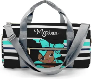 Personalized Name Duffel Bag Little Afro Girl Mint On-the-Go Fitness: Travel Bags Designed for Active Living