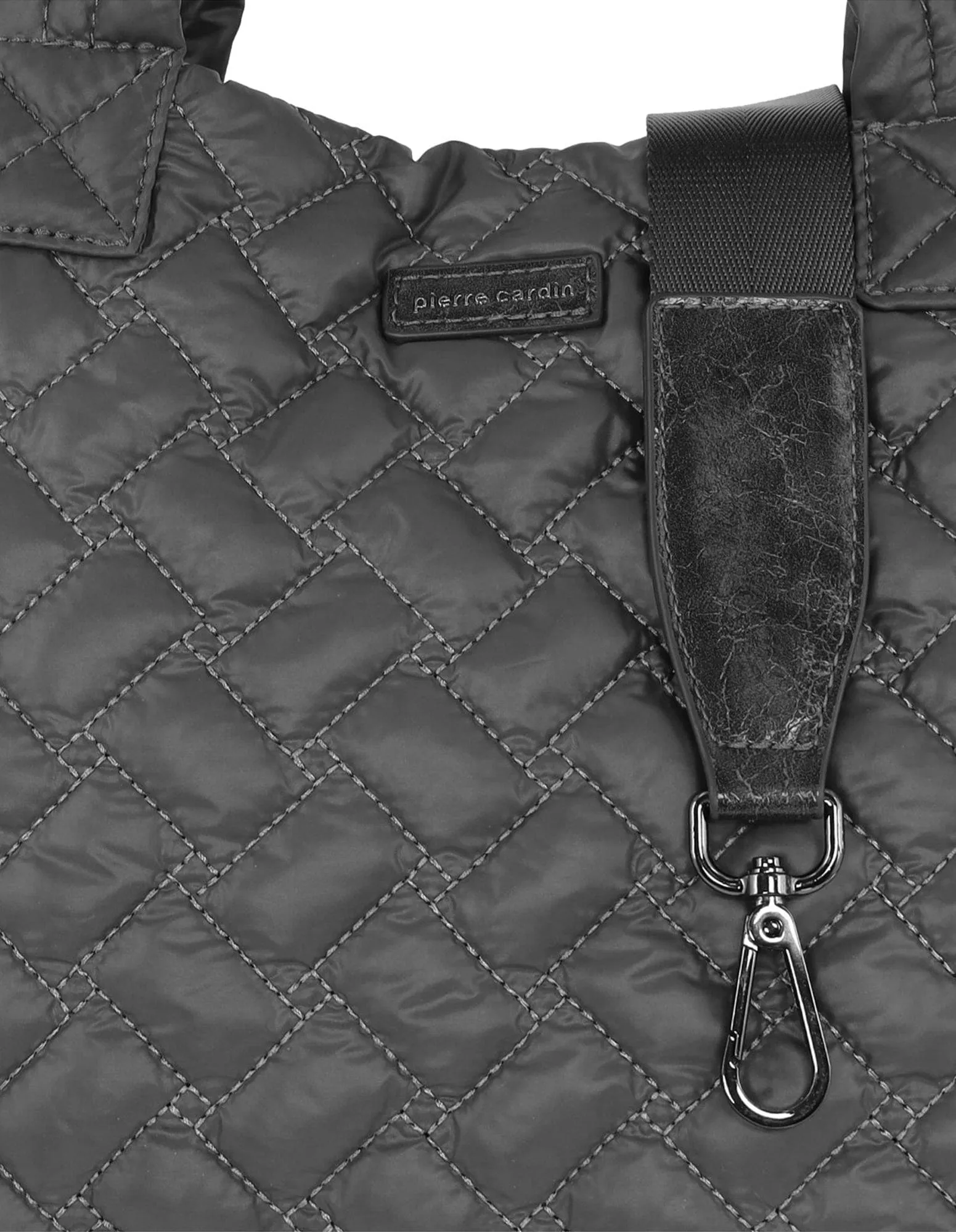 Pierre Cardin Ladies Nylon Small Quilted Tote Bag in Grey