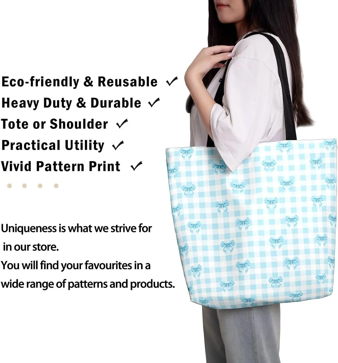 Pink Bowknot Canvas Tote Bag Kawaii Ribbon Bow Beach Bag,Sweet Girly Pink Bow Tie Shoulder Bag