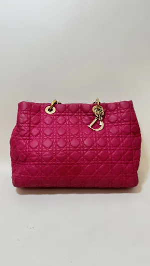 Pink Preloved Dior Tote Bag in Quilted Fabric